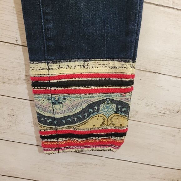 Pilcro And The Letterpress Jeans Anthropologie Crop Patchwork Hem Size 26 - Picture 8 of 16